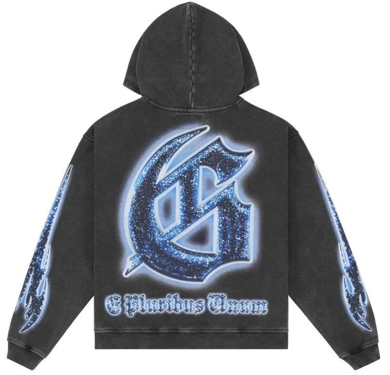 The Godspeed Starstruck Hoodie (Black wash) is a limited-edition release, restricted to just 444 individually numbered pieces. Crafted from 400 GSM medium-weight French terry cotton, this washed hoodie delivers comfort with a premium feel. It features a distinctive art piece sleeve design, finished with the classic GS logo on the back for a bold signature look.