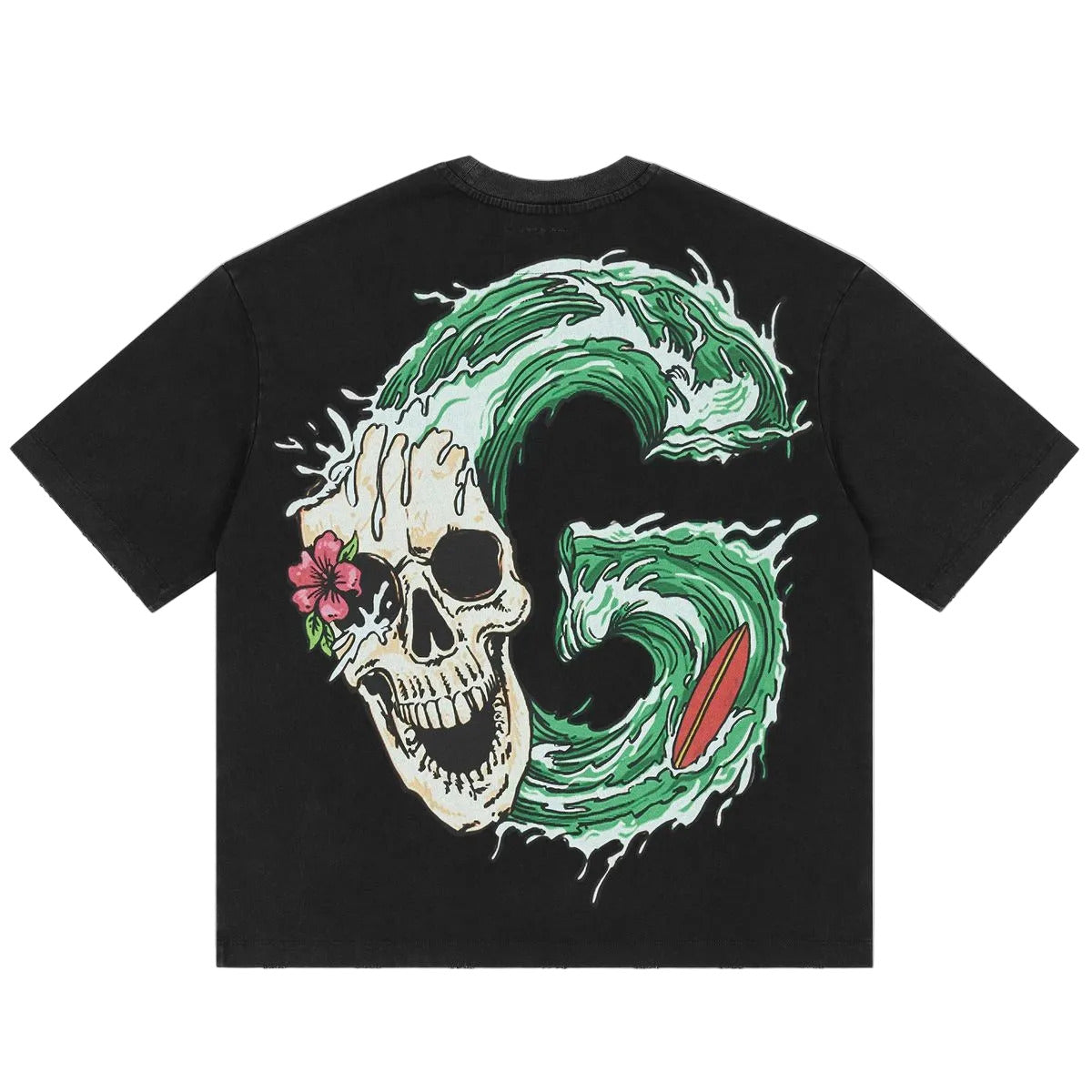 Godspeed Surf’s Up T-shirt with bold graphic print and mid-weight washed fabric streetwear design