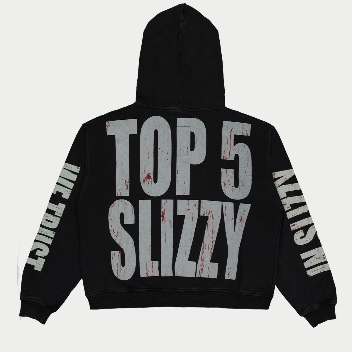 T5 Slizzy long sleeve t-shirt in mid-weight washed fabric with digital art print and numbered authenticity tag, limited edition 555 units