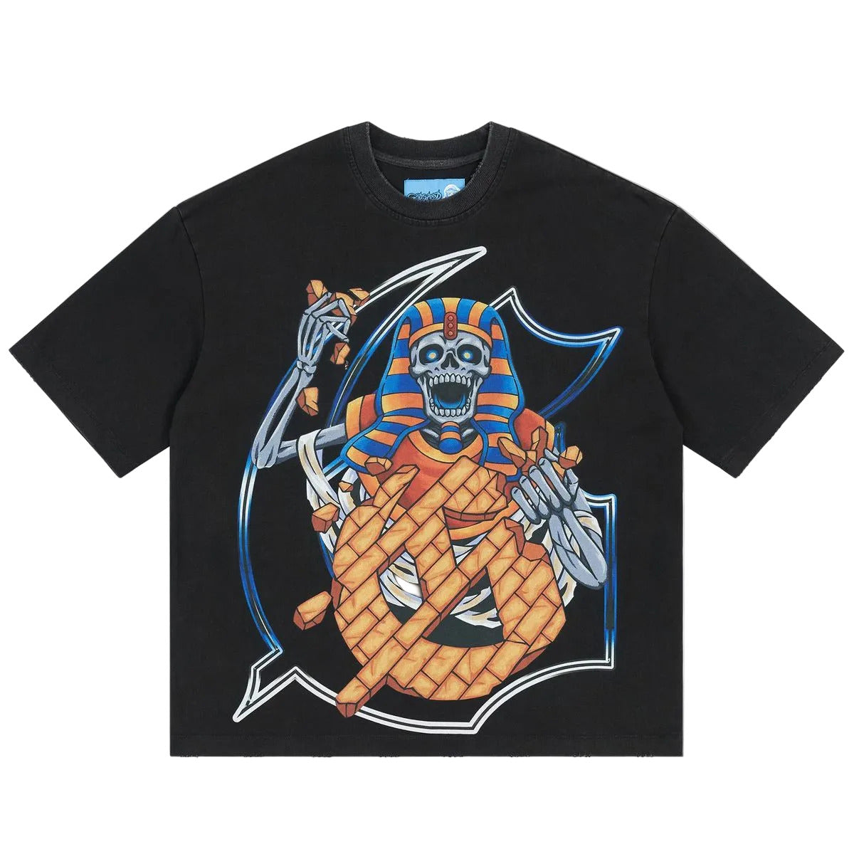 Godspeed Tomb Raider T-shirt NG in black with bold graphic artwork and mid-weight washed fabric for modern streetwear style.
