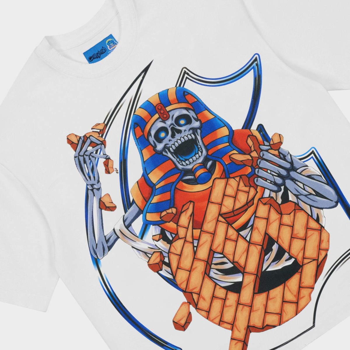 Godspeed Tomb Raider T-shirt NG in white with bold graphic design and mid-weight washed fabric streetwear style