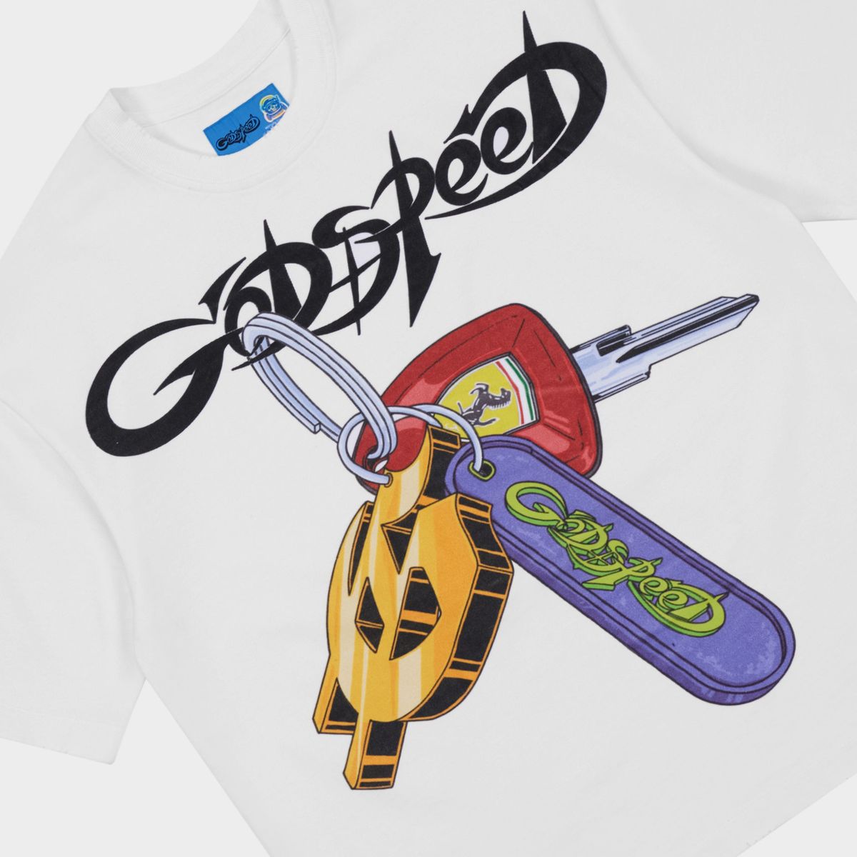 Godspeed K.O.D. T-shirt NG in white with bold graphic print and mid-weight washed fabric streetwear design
