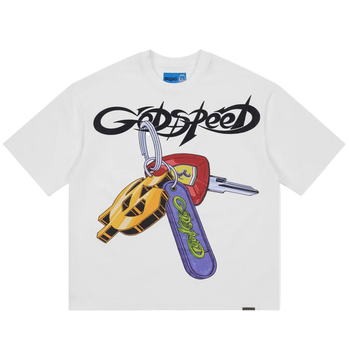 Godspeed K.O.D. T-shirt NG in white with bold graphic print and mid-weight washed fabric streetwear design