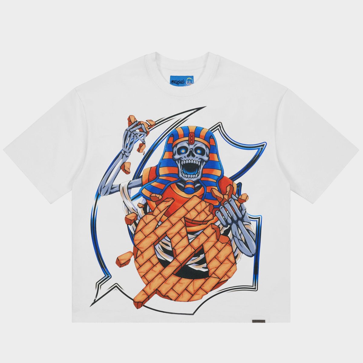 Godspeed Tomb Raider T-shirt NG in white with bold graphic design and mid-weight washed fabric streetwear style