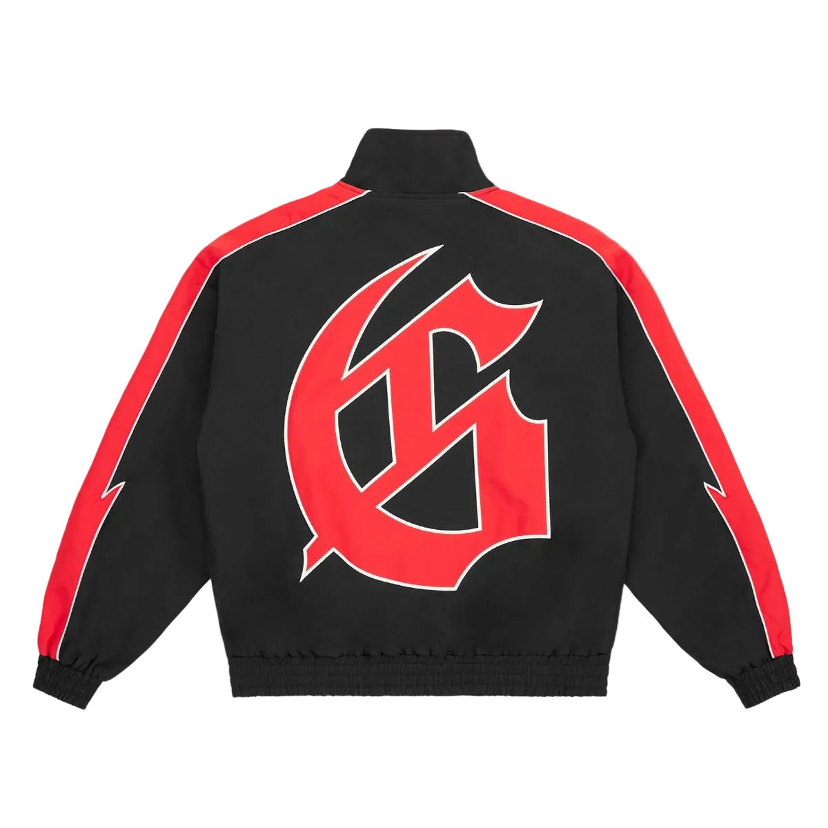 Godspeed GT tracksuit in black and red with nylon fabric, mesh backing, and matching top and bottom set