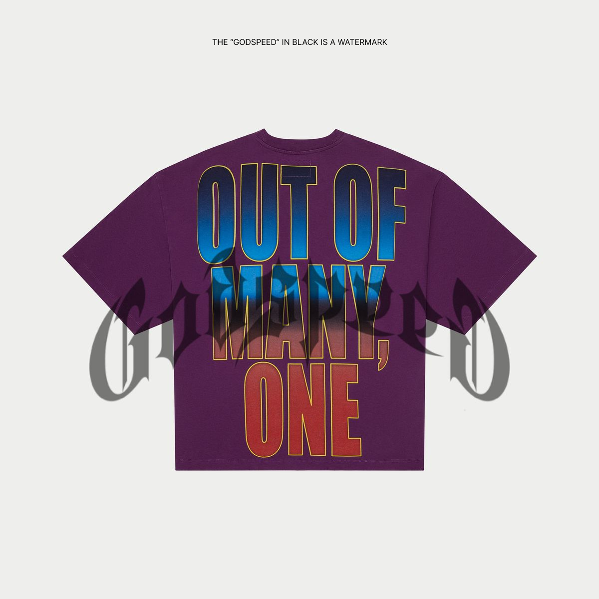 Godspeed Top Spin Purple Wash limited-edition T-Shirt with mid-weight washed fabric and bold art design.