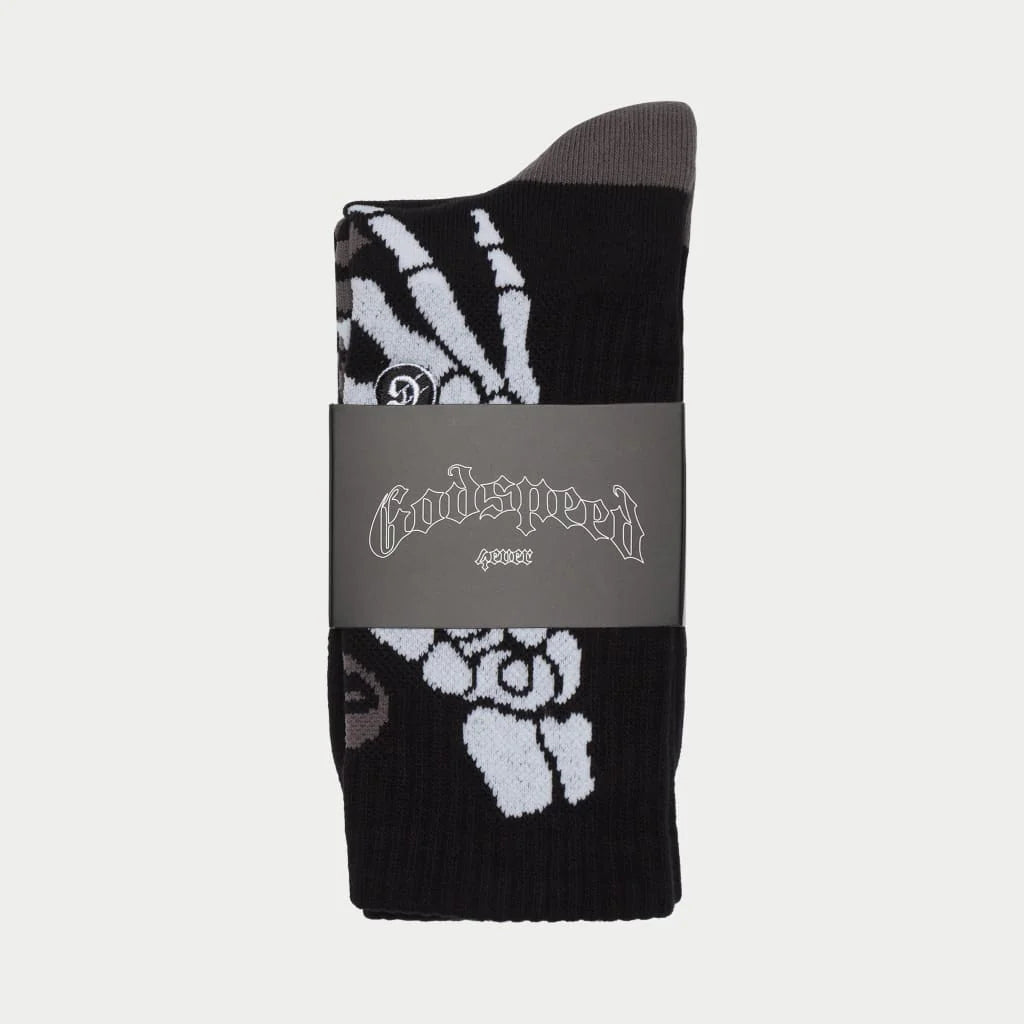  Black and grey socks with “Stay 10 Toes Down” text design, 1 pair, premium packaged.