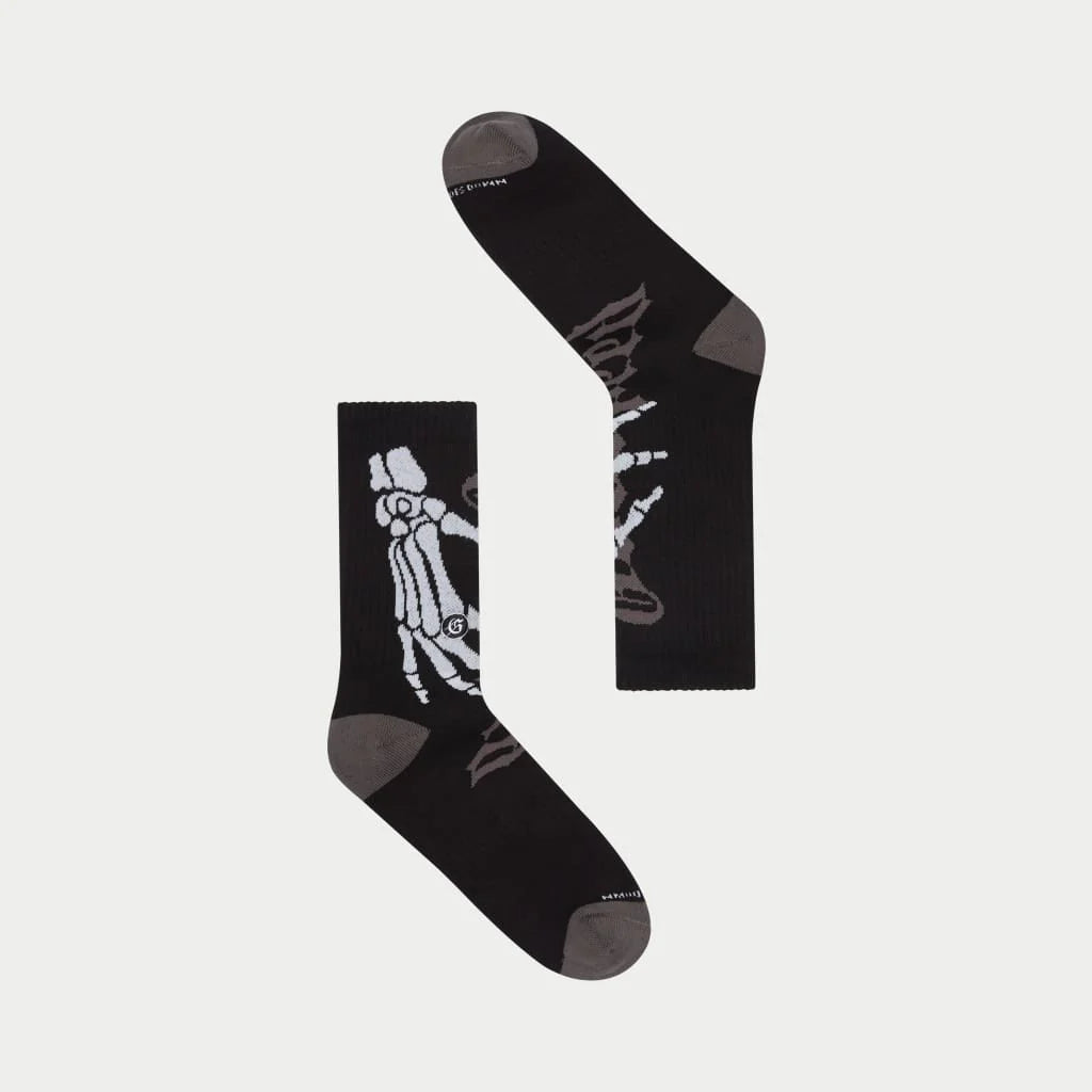  Black and grey socks with “Stay 10 Toes Down” text design, 1 pair, premium packaged.