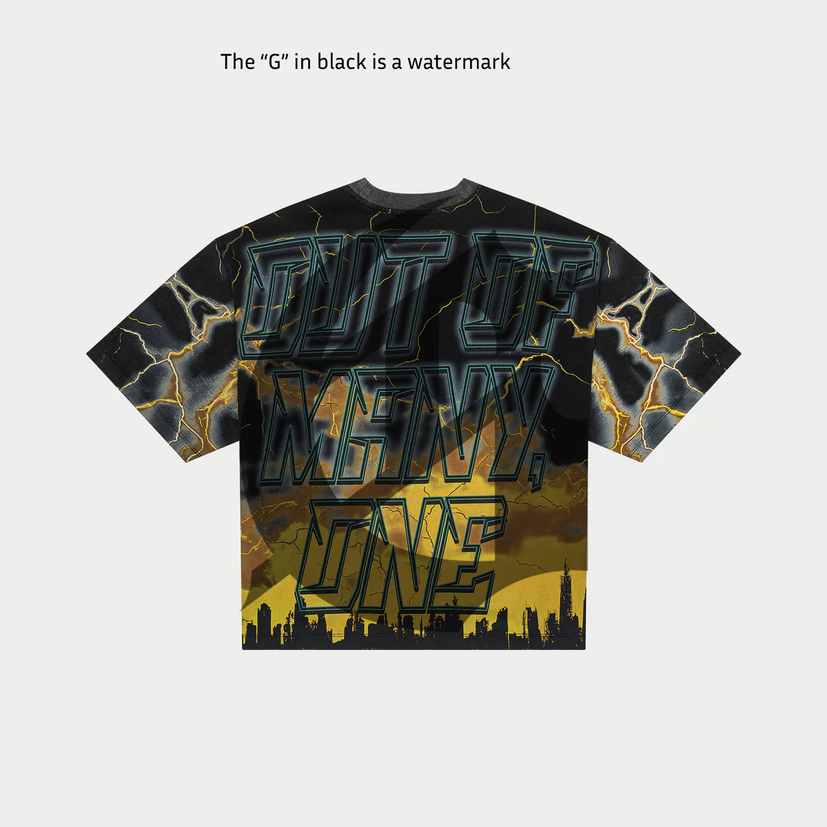 Godspeed Voltage Yellow T-Shirt with bold art graphic and crown-stone detailing on mid-weight washed fabric.