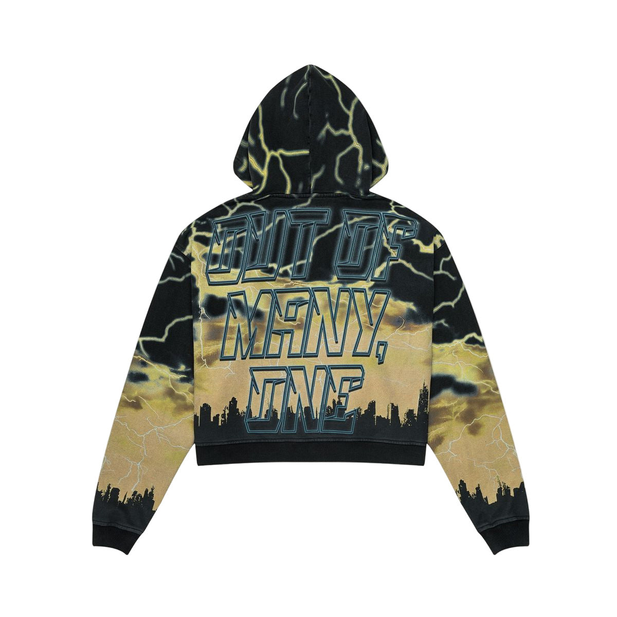 Godspeed VOLTAGE Mainline heavy-weight washed hoodie with all-over print art piece and cropped cut design