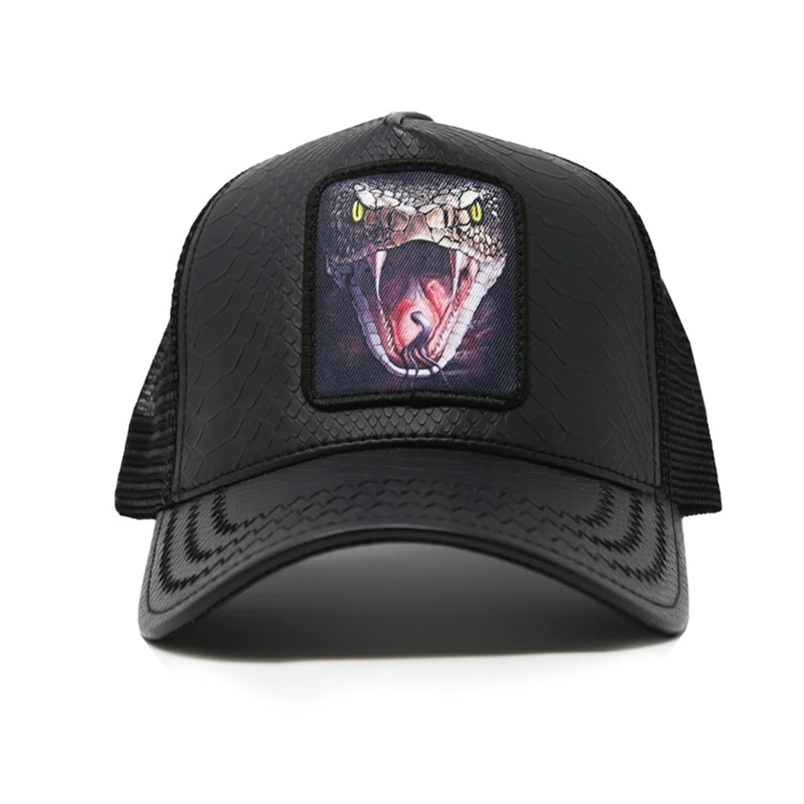 Snake Leather Trucker Hat (Black)