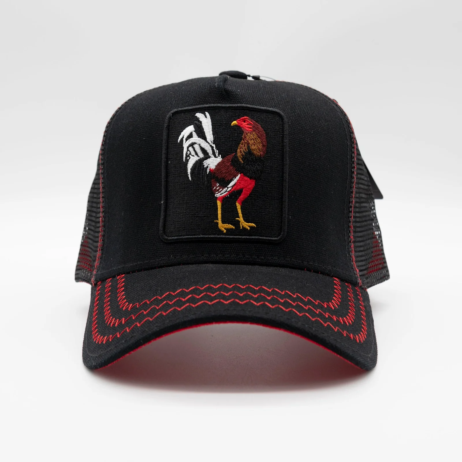 Rooster Black Red Hat (Black) 