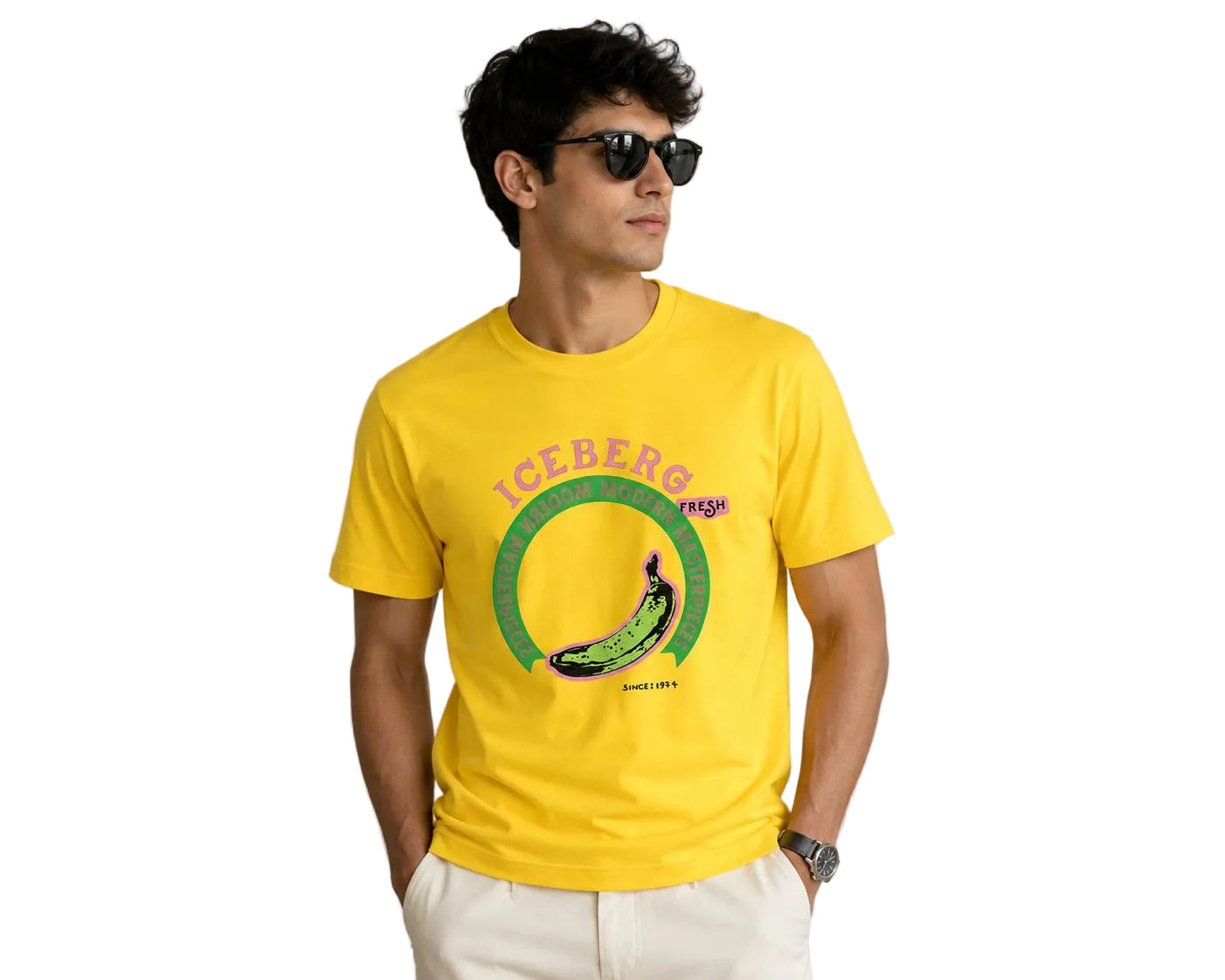 Icerberg Modern Masterpiece yellow graphic t-shirt front view