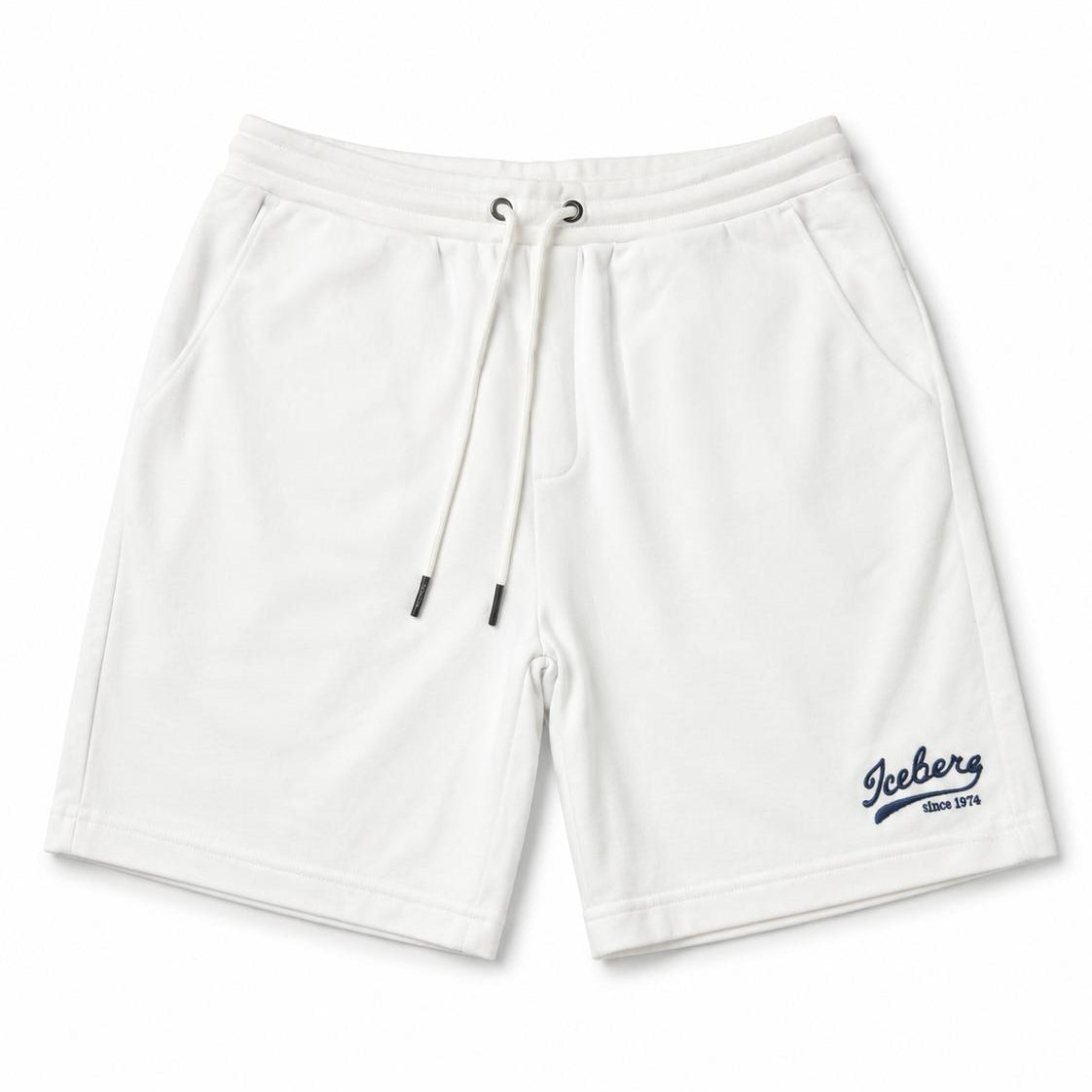 White designer-style embroidered shorts