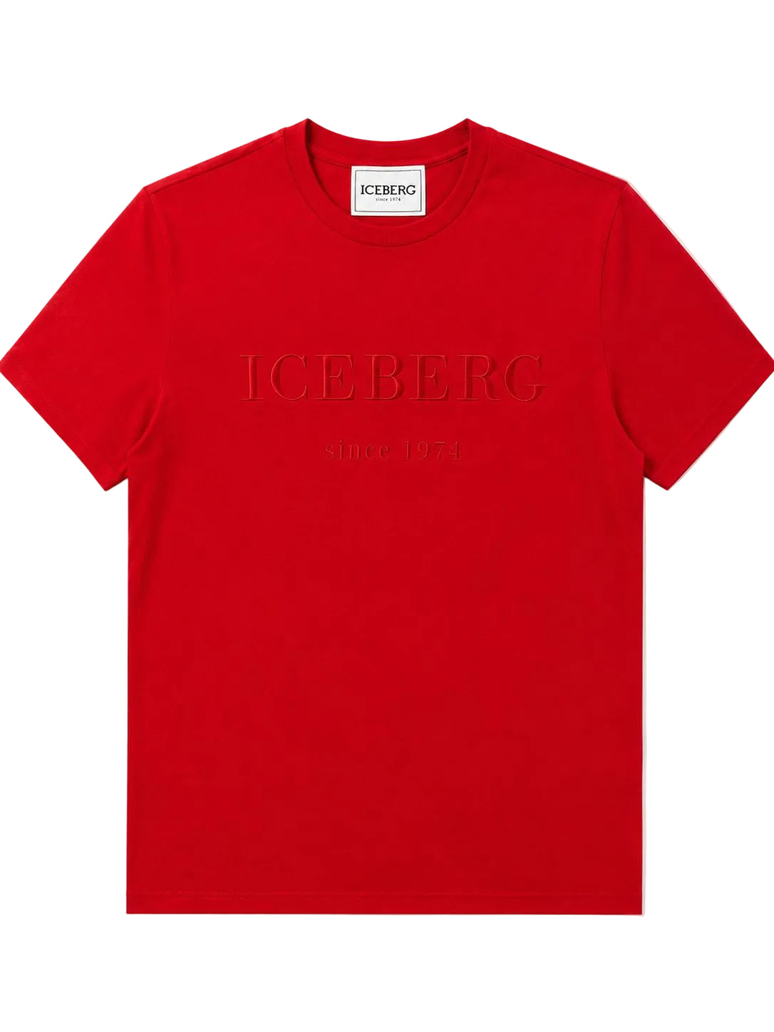 Premium ICEBERG X DAZZLE 5D red streetwear t-shirt for men featuring bold graphic fashion and luxury casual style