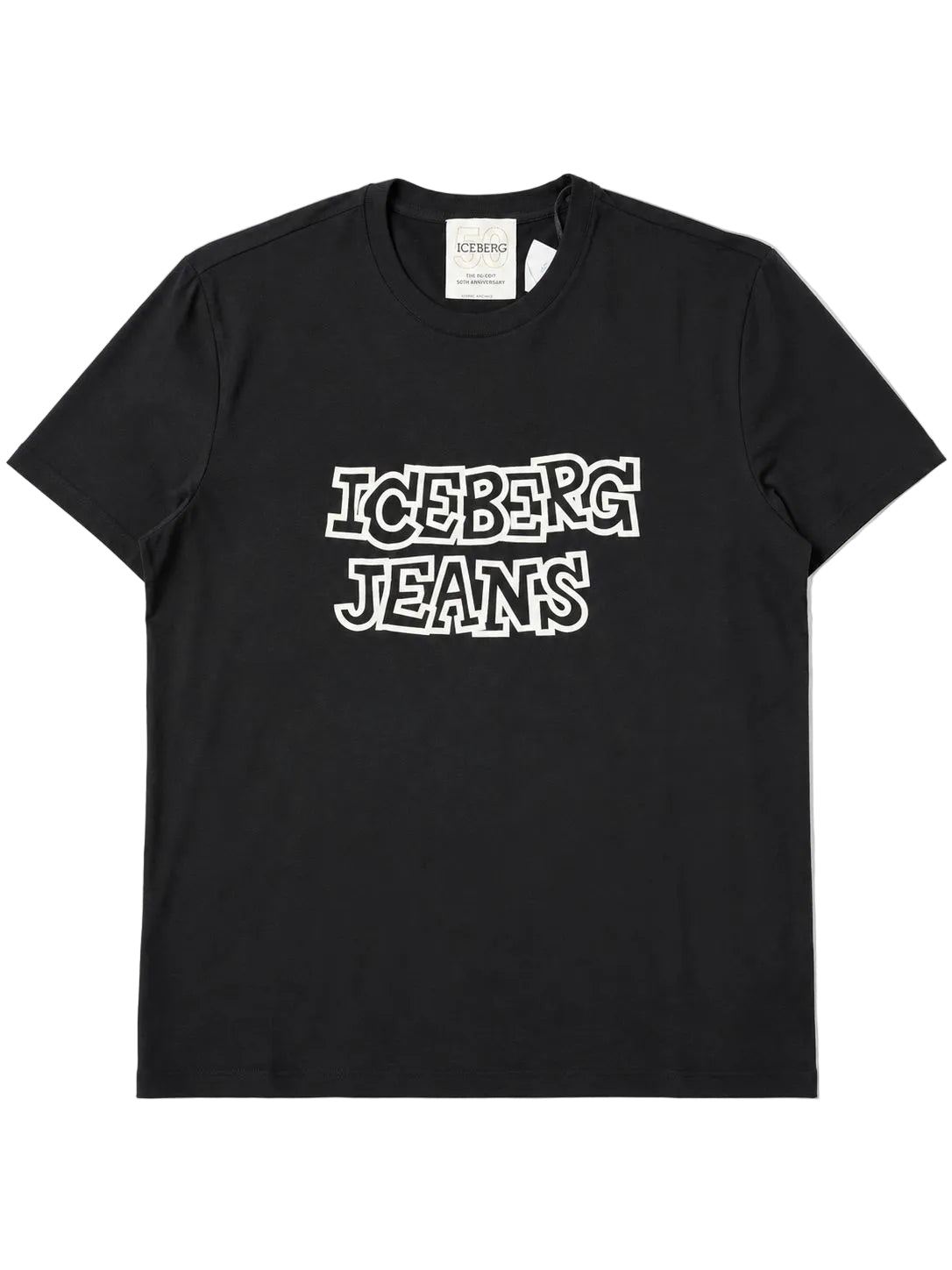 Iceberg 5D Black Graphic T-Shirt front view premium designer cotton crew neck streetwear tee