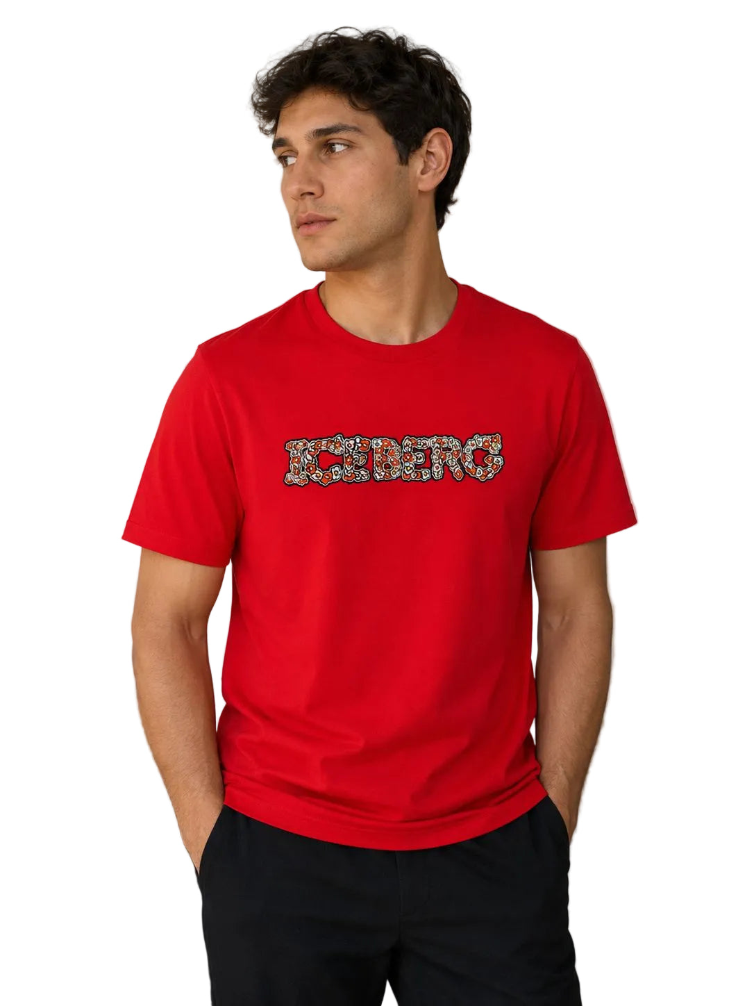ICEBERG X DAZZLE 5D red graphic t-shirt for men with premium streetwear designer style and modern casual fashion look