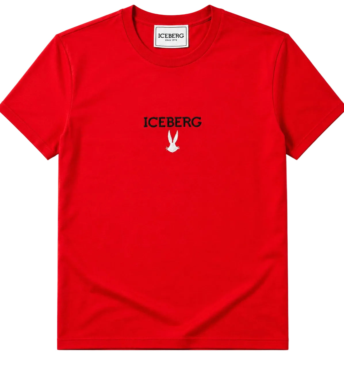 Men’s ICEBERG X DAZZLE 5D red designer graphic t-shirt with luxury streetwear style and bold modern fashion look