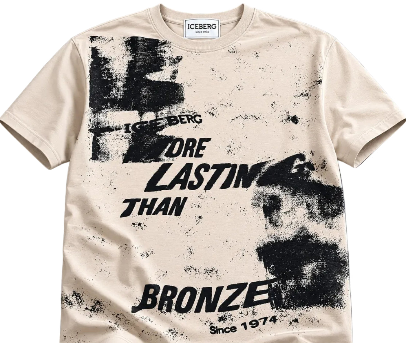 Khaki ICEBERG X DAZZLE PREMIUM 5D graphic t-shirt with modern streetwear style and premium casual fashion design for men