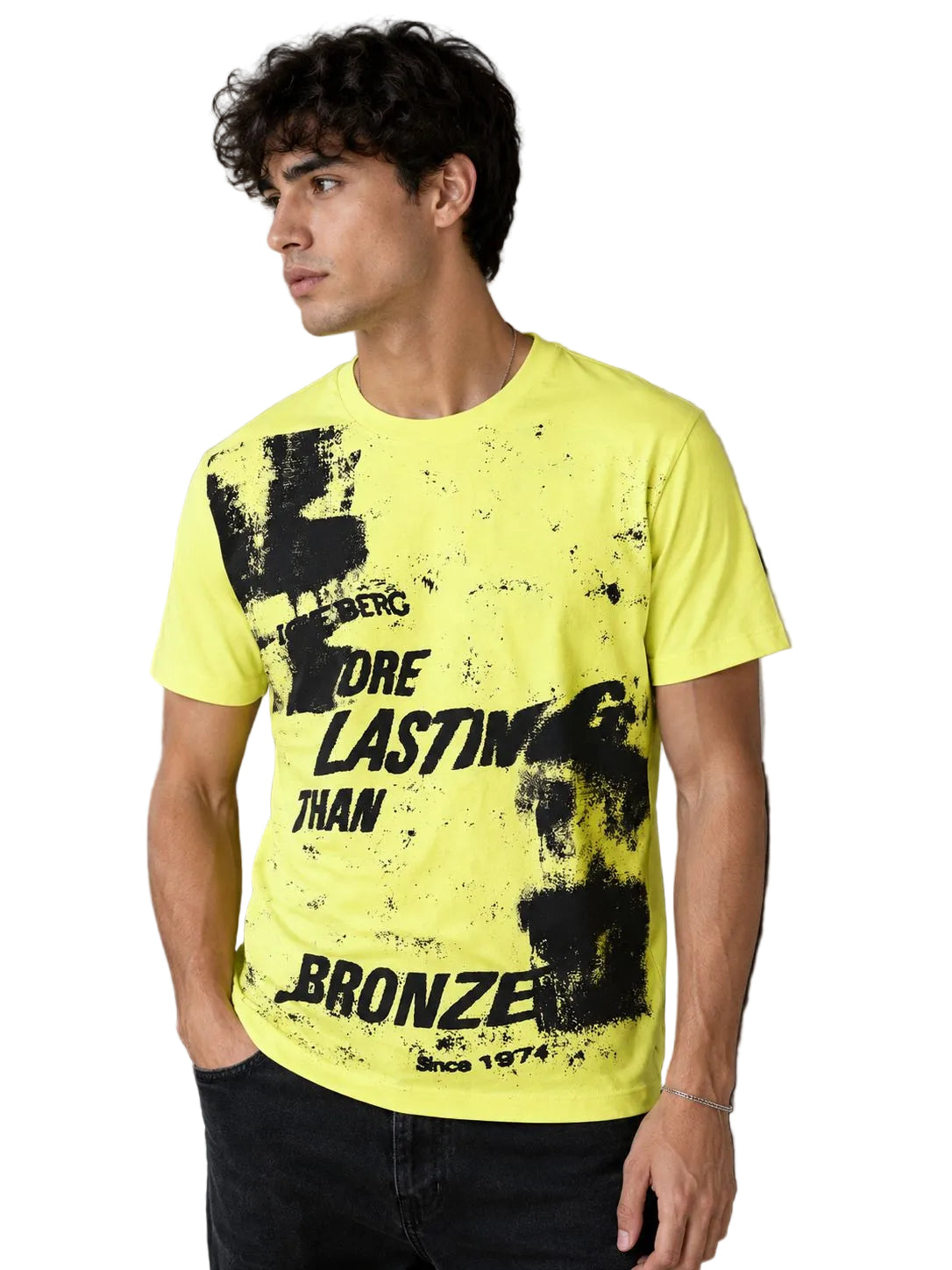 Green ICEBERG X DAZZLE PREMIUM 5D graphic t-shirt with luxury streetwear style and modern designer-inspired fashion for men