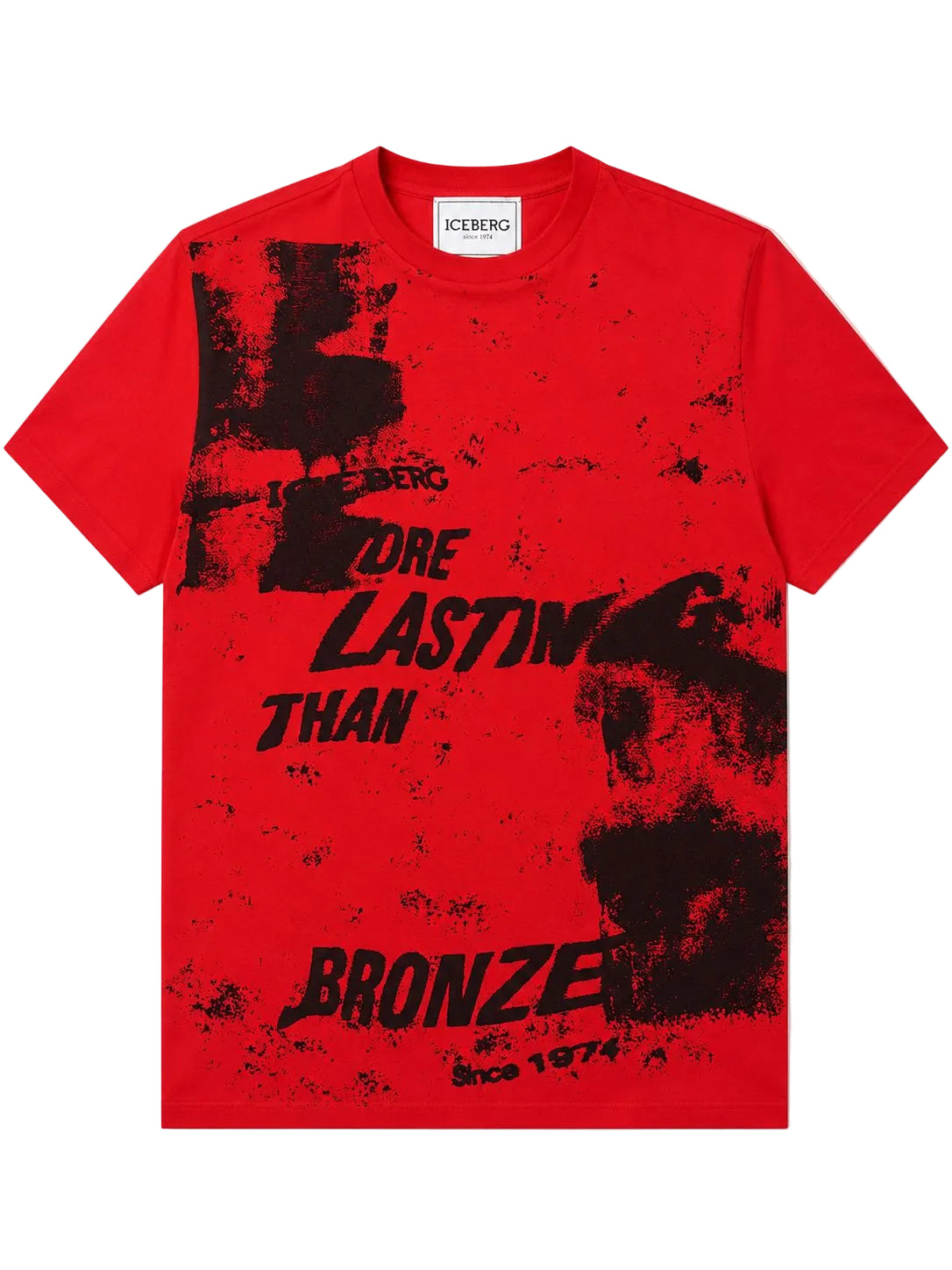Red ICEBERG X DAZZLE 5D graphic t-shirt with premium streetwear design and modern casual fashion styling for men