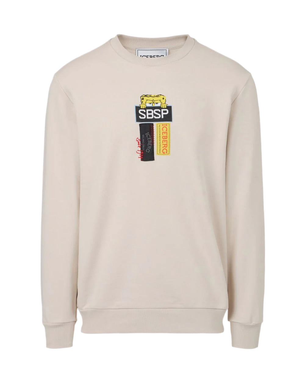 Iceberg slim fit powder-colored sweatshirt 90% cotton 10% polyester with embroidered logo