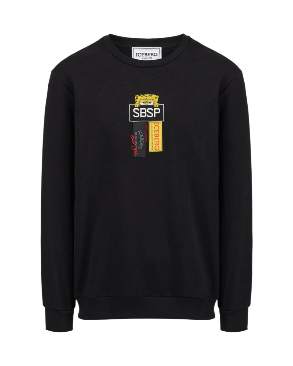 Iceberg slim fit black scuba-effect sweatshirt with embroidered logo