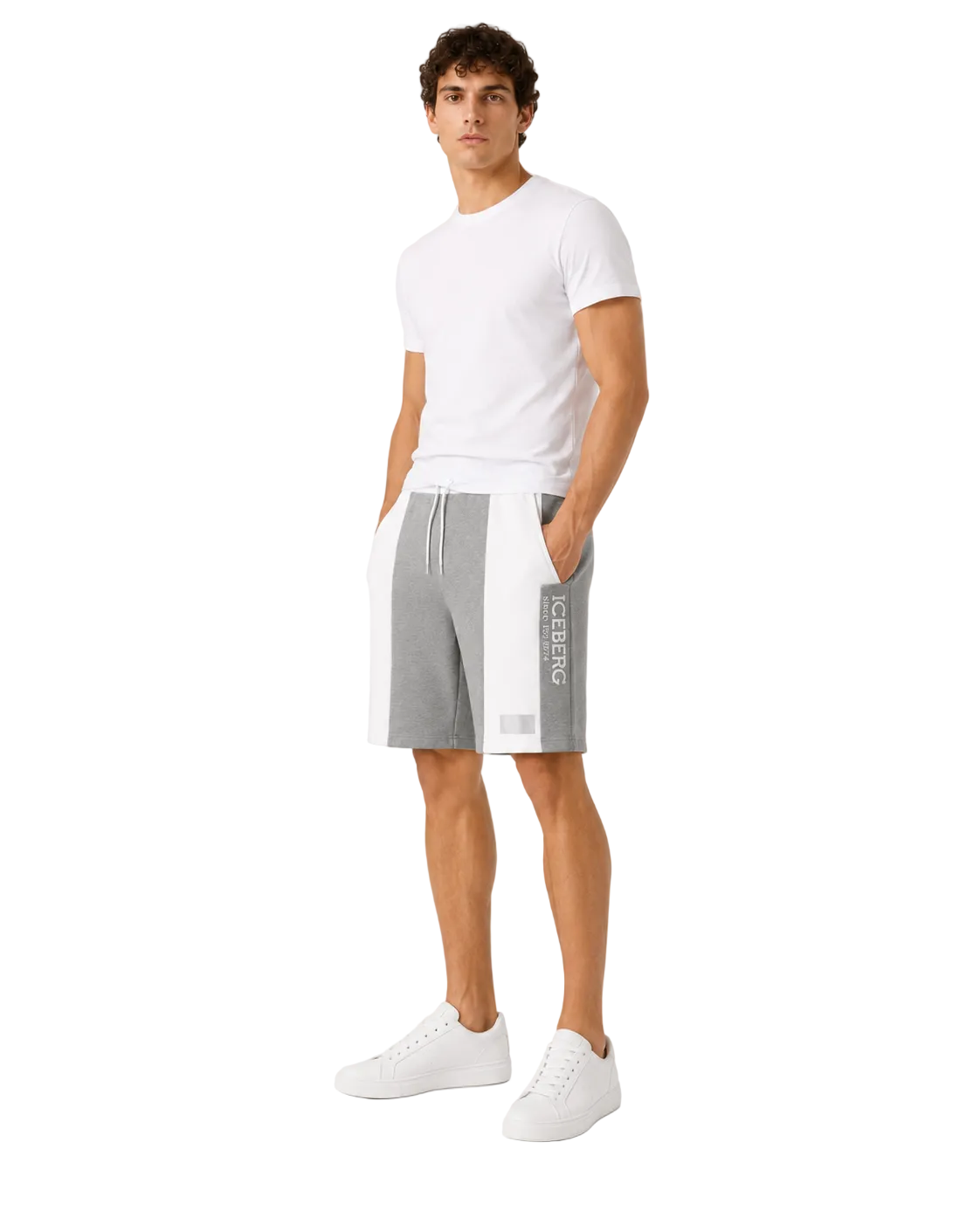 Iceberg grey reflective shorts for casual outfits