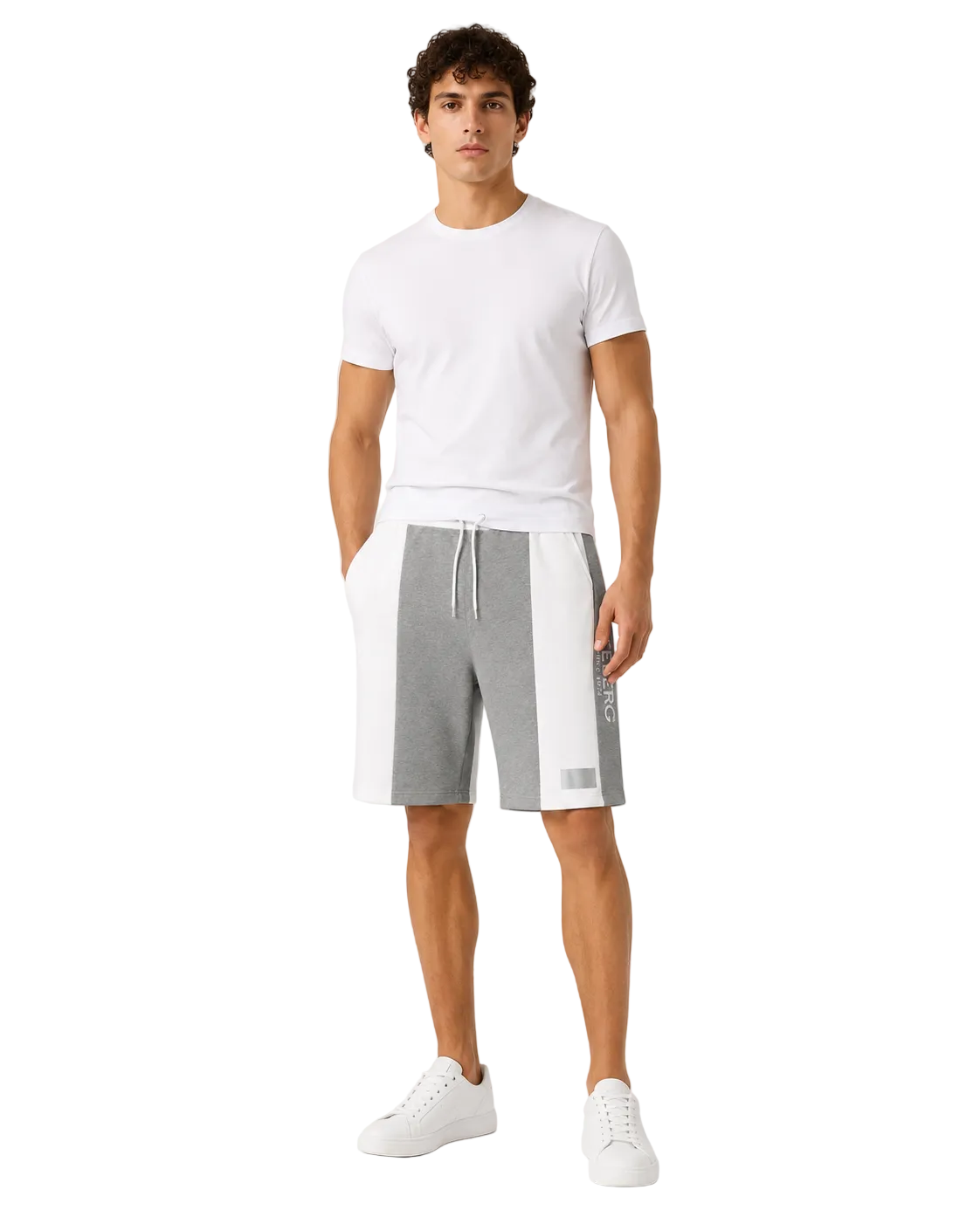 Iceberg grey casual sweat shorts with reflective detail

