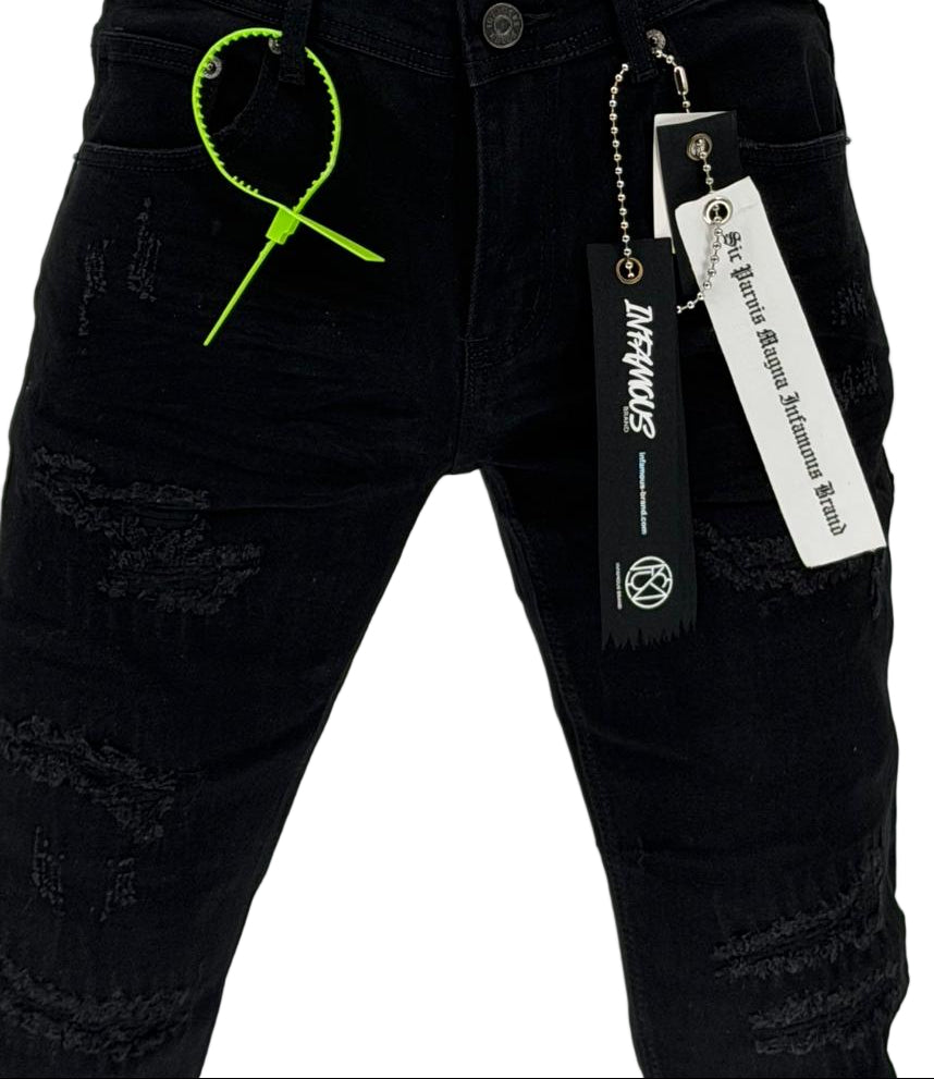 Step up your streetwear game with the Infamous Skinny Straight Jeans in Jet Black – the ultimate fusion of comfort, edge, and everyday style. These jeans are designed with a tailored skinny-straight fit that contours to your body without feeling restrictive. The deep jet black wash offers a clean, modern aesthetic that's perfect for day-to-night transitions.