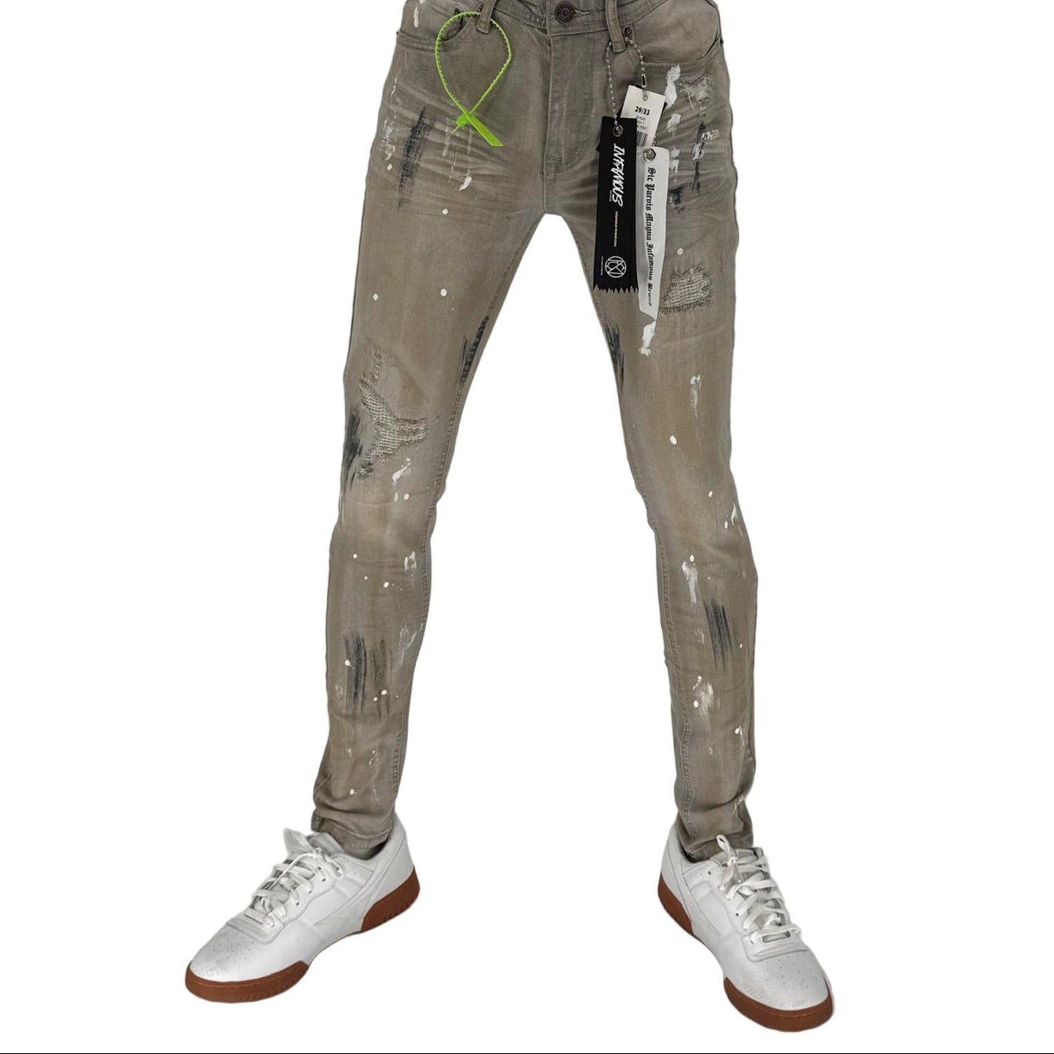 Upgrade your denim rotation with the Infamous Skinny Fit Jeans in Ice Grey. These jeans feature a modern skinny fit that tapers through the leg, delivering a sharp, contemporary silhouette without sacrificing comfort. 