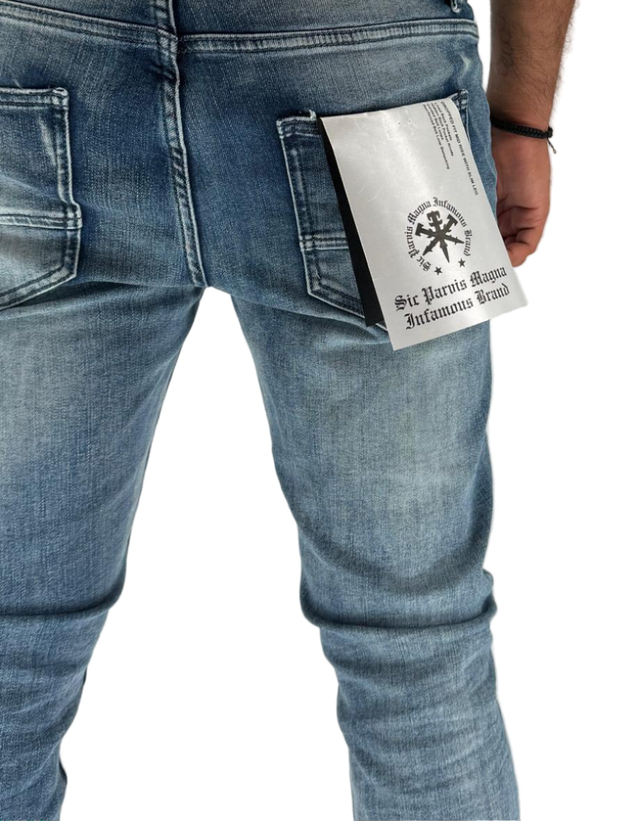 The Infamous Skinny Straight Jeans (Dark Blue) are designed for a sharp, modern fit that balances comfort and style. Made with precision craftsmanship and finished in a rich dark blue tone, these jeans reflect the signature Infamous streetwear attitude — bold, minimal, and effortlessly versatile.