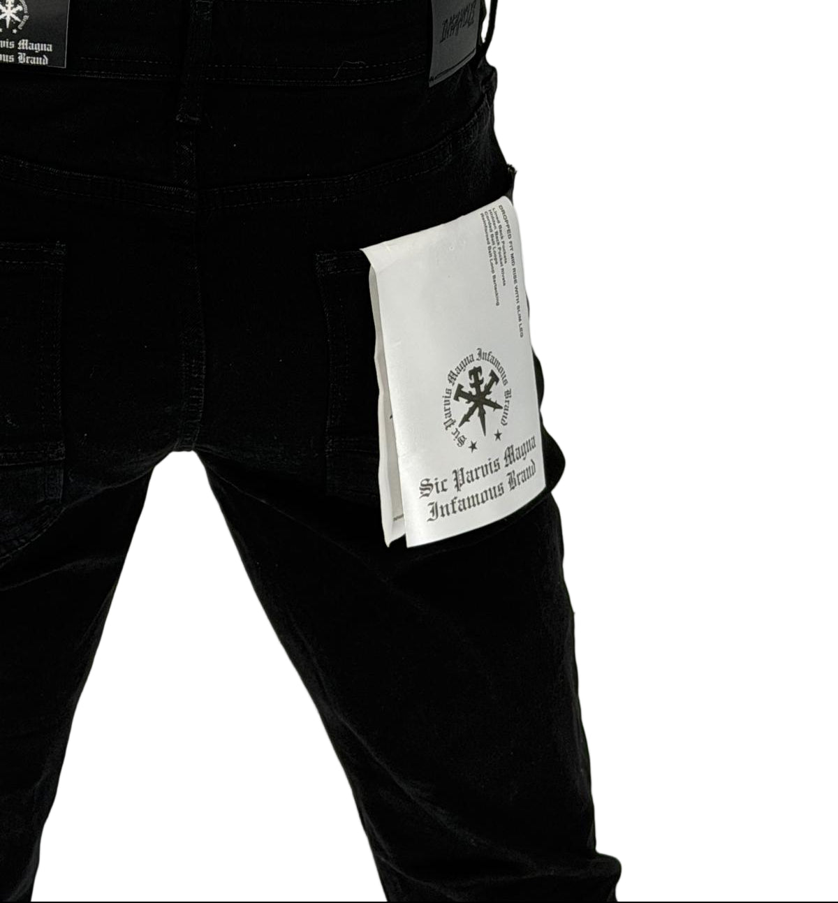 Own the night with the Infamous Skinny Straight Jeans in Jet Black – a bold, everyday essential crafted for those who demand style with an edge. Designed with a sleek skinny-straight cut, these jeans offer a modern fit that hugs in all the right places while maintaining comfort and mobility.