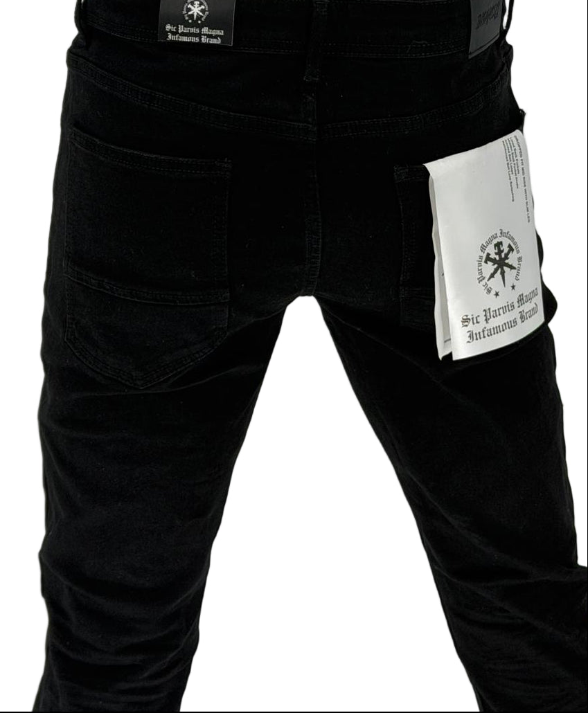 Own the night with the Infamous Skinny Straight Jeans in Jet Black – a bold, everyday essential crafted for those who demand style with an edge. Designed with a sleek skinny-straight cut, these jeans offer a modern fit that hugs in all the right places while maintaining comfort and mobility.