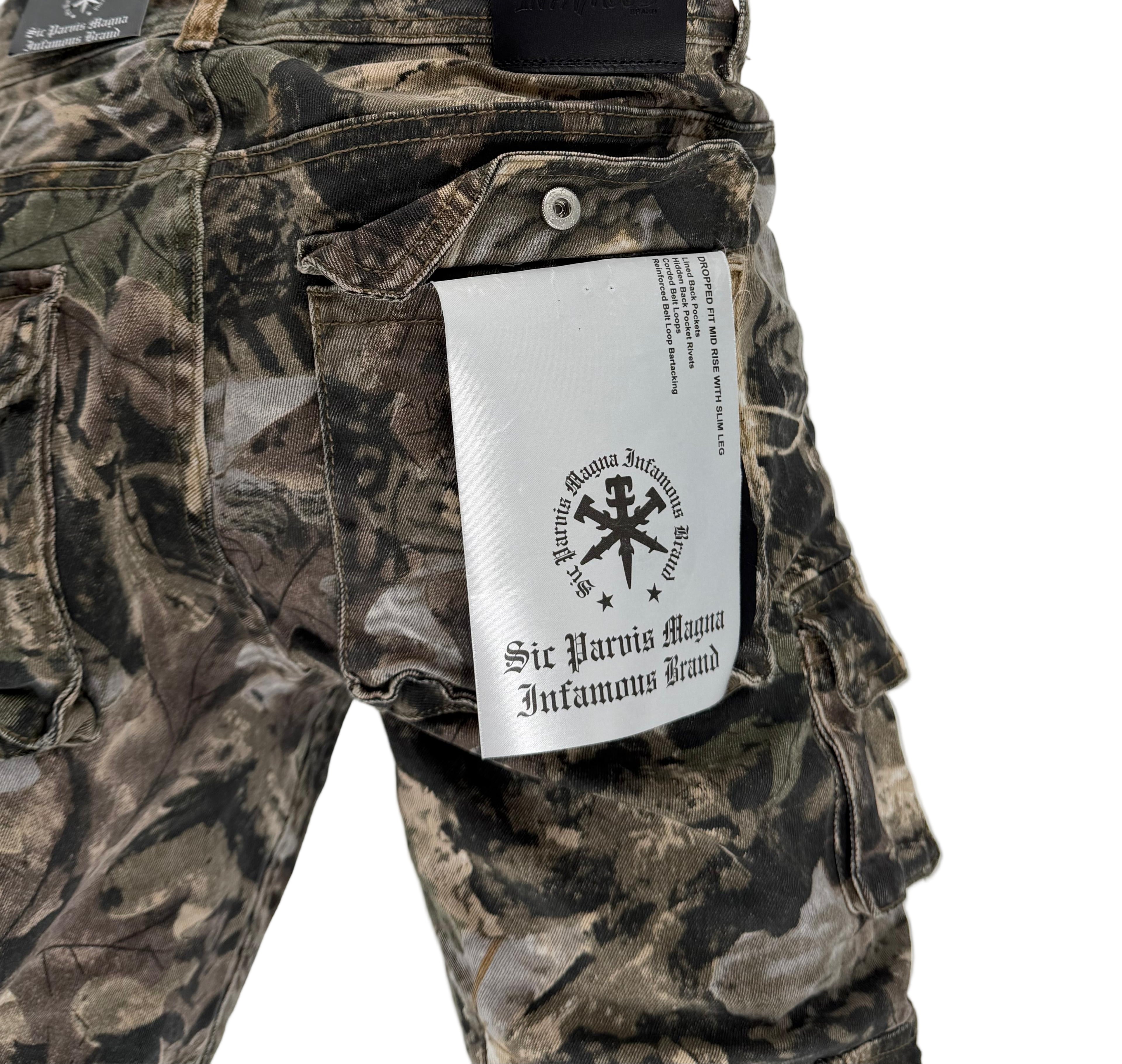 Stand out and stay sharp with the Infamous Stacked Jeans in Hunter Camo – built for bold moves and everyday dominance. These jeans feature a signature stacked-leg design with an elongated inseam that creates a stylish stack at the ankle, perfect for showcasing your favorite kicks.