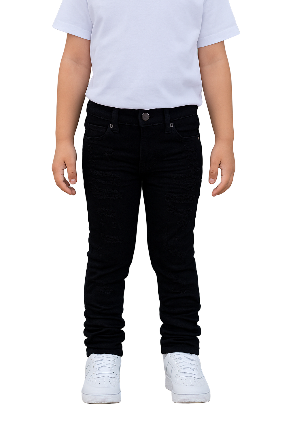 Bring bold street energy to your kid’s everyday style with the Infamous Jet Black Jeans. Designed for comfort, movement, and edge, these jeans feature a sleek distressed finish that captures the authentic streetwear vibe. 