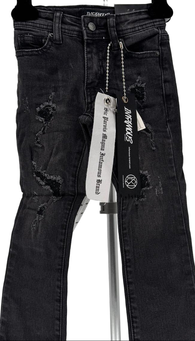 Bring attitude to every outfit with the Infamous Kids Stacked Pant (Washed Black) — a perfect blend of rugged style and all-day comfort