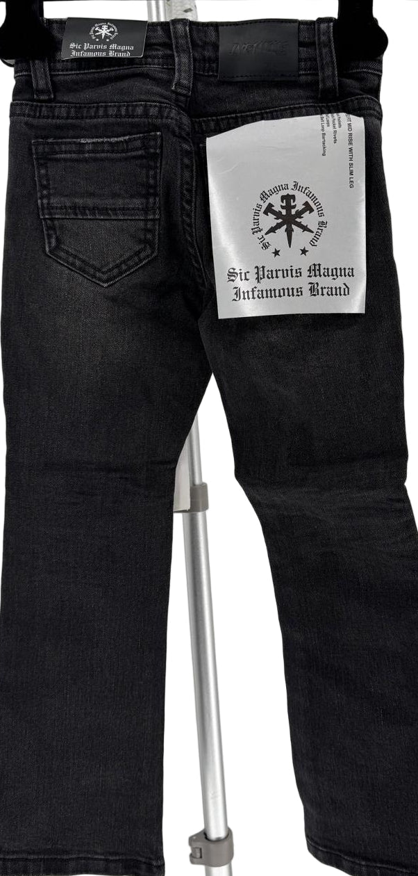 Bring attitude to every outfit with the Infamous Kids Stacked Pant (Washed Black) — a perfect blend of rugged style and all-day comfort