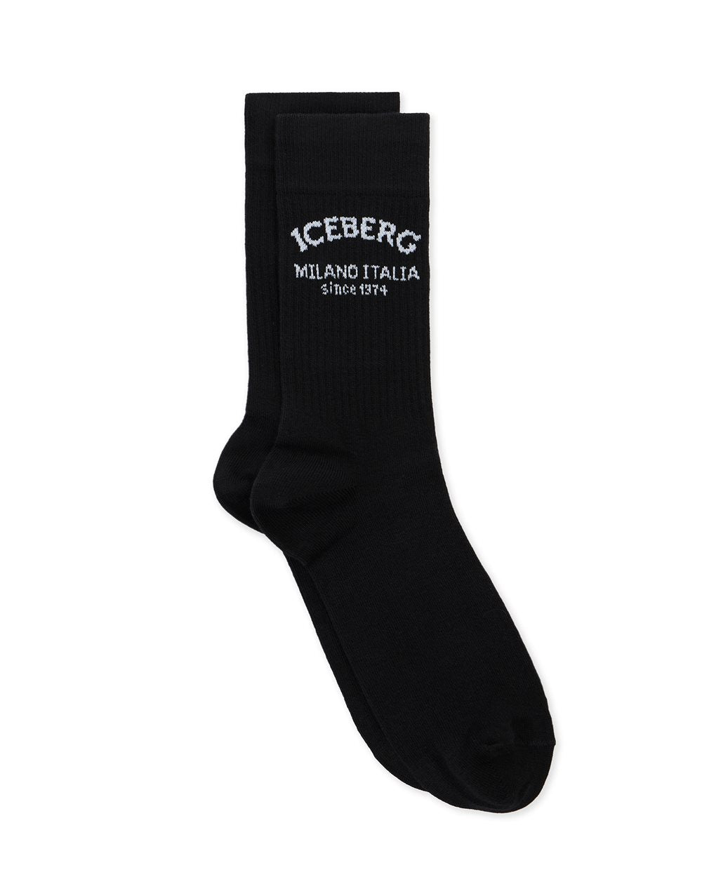 Iceberg Cotton Sock With Piquet Logo (Black)
