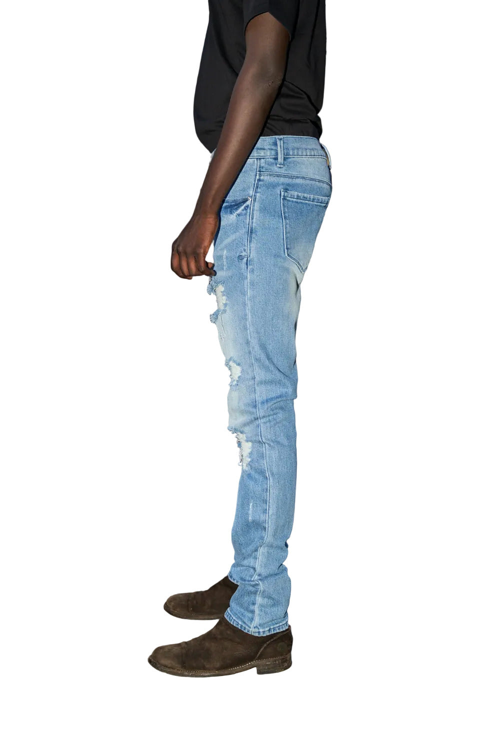 RtA men’s skinny jeans in Glacier Blue Cross Triad colorway.