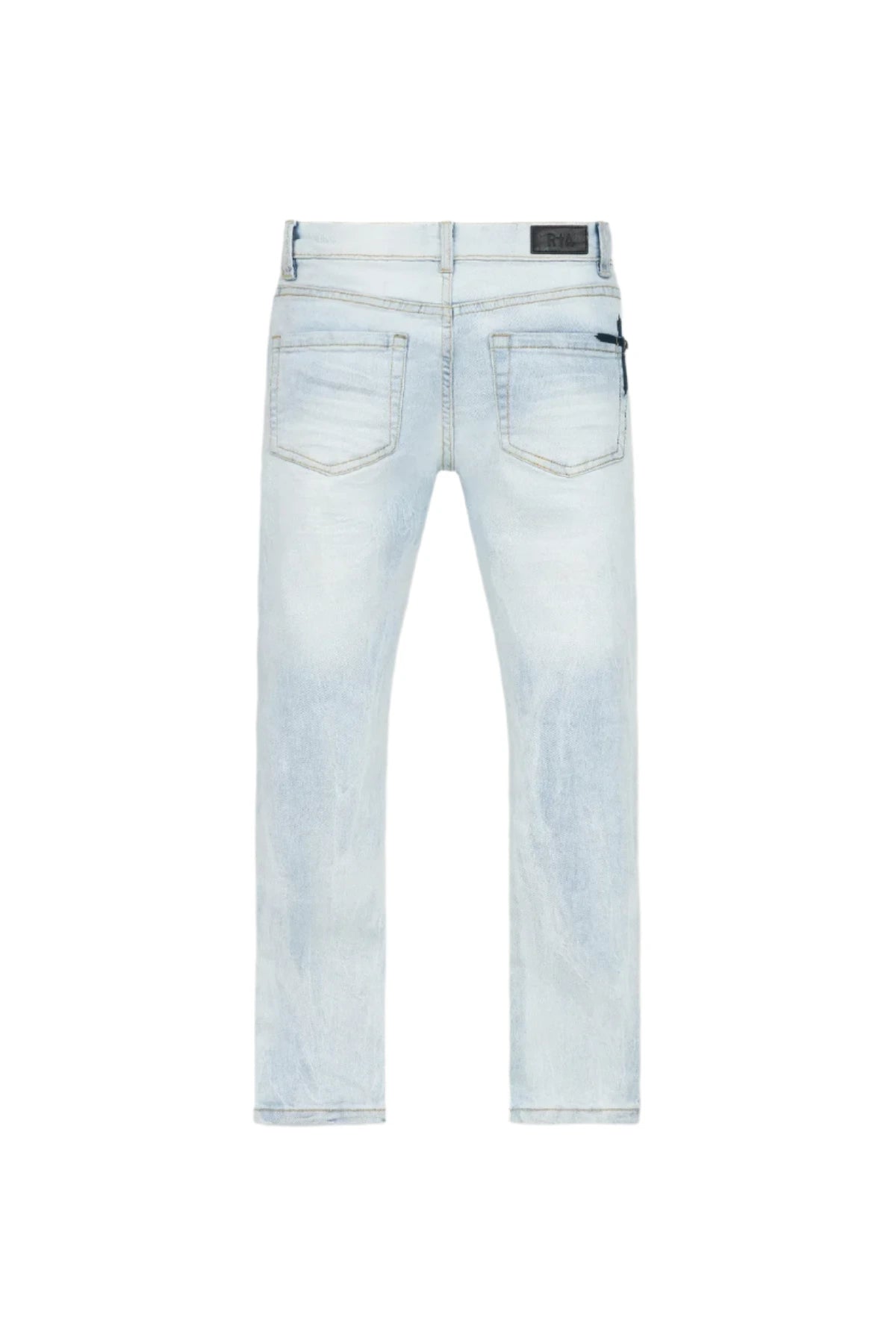 Light blue jeans on a white background
