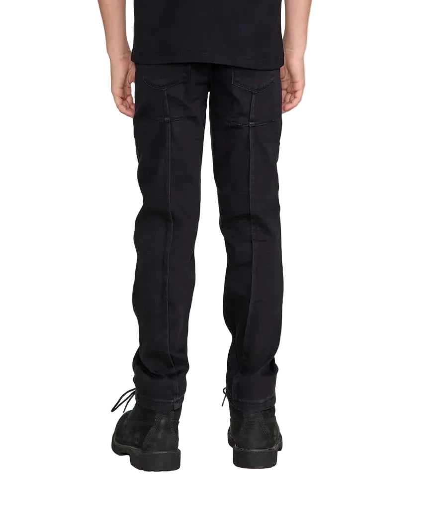 RtA Carlo skinny jeans in black multi cross with cross embroidery and pin-tuck dagger seams.