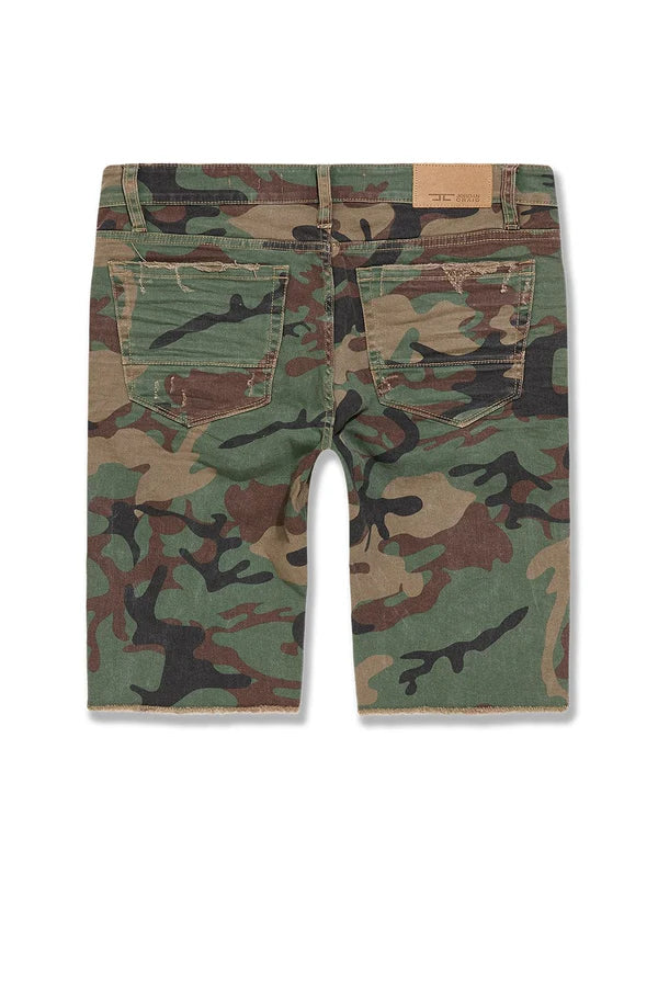 Camouflage shorts on a white background
