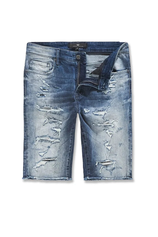 The OG Arlington Denim Shorts are designed to offer both style and comfort for all. Here’s what makes them stand out:

    Regular rise for a comfortable fit

    11.75" inseam provides the classic OG look, falling right at the knee

    Unique rip and repair design for a distressed, trendy vibe

    Raw and reversed denim backing adds a touch of ruggedness

    Crinkle effect throughout for an eye-catching, worn-in feel

    Frayed bottom hem for a cool, laid-back appearance

    Made from 98% cotton and 2