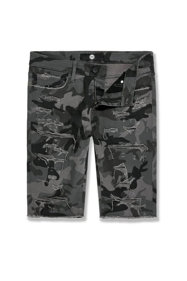 The OG – Tulsa Camo Twill Shorts deliver a bold take on the classic knee-length OG fit. Designed with heavy shredding, textured detailing, and a worn-in finish, these shorts bring standout streetwear energy to any look. Crafted from stretch twill for all-day comfort, they keep a structured fit while adding rugged character with every detail.