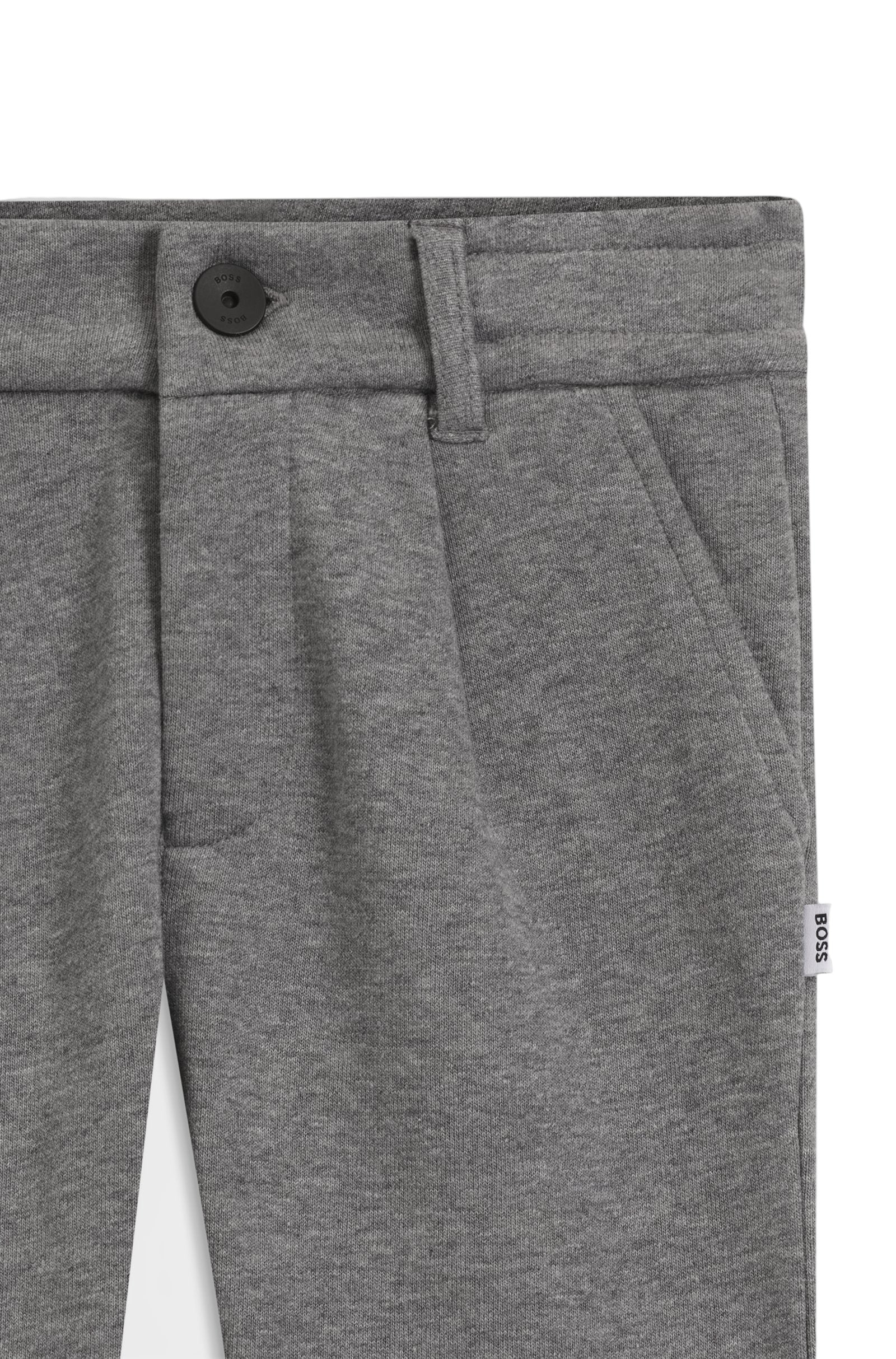 “Hugo Boss kids tracksuit bottoms,” “BOSS Kidswear joggers,” “designer tracksuit bottoms for kids,” “cotton fleece joggers Hugo Boss.”