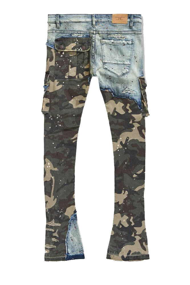 Jordan Craig Ross Stacked Platoon Denim in Woodland with stacked leg fit and deep smartphone pockets