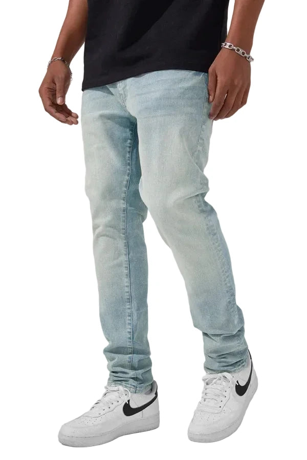 Jordan Craig JC Old Soul Denim “The Sean” slim taper jeans in clean black denim with super stretch and deep front pockets