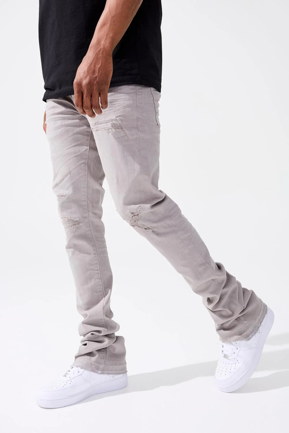 Martin Stacked - Tribeca Twill Pants , Stacked Fit Men Shreds (Light Gray)