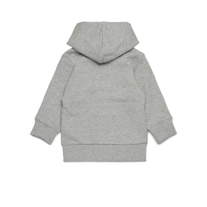 Diesel baby hoodie with zip closure, hooded collar, ribbed cuffs, and logo detail on chest.